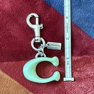 Coach Mint Green 'C' Leather Bag Charm Keychain